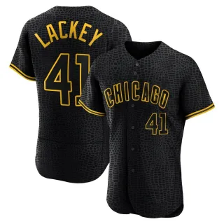 Authentic Men's John Lackey Chicago Cubs Snake Skin City Jersey - Black