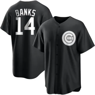 ERNIE BANKS Chicago Cubs Nike Black And Gold Jersey 14 Size Medium