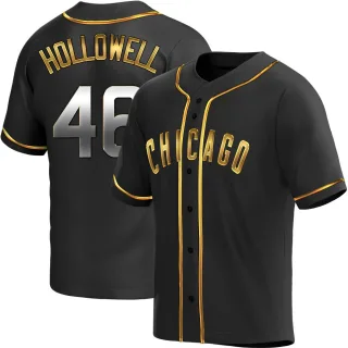 Replica Men's Gavin Hollowell Chicago Cubs Alternate Jersey - Black Golden