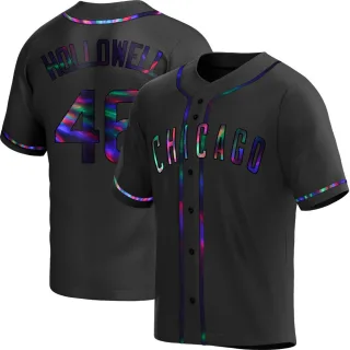 Replica Men's Gavin Hollowell Chicago Cubs Alternate Jersey - Black Holographic