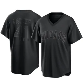 Replica Men's John Lackey Chicago Cubs Pitch Fashion Jersey - Black