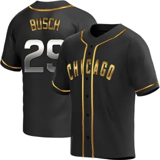 Replica Men's Michael Busch Chicago Cubs Alternate Jersey - Black Golden