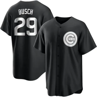 Replica Men's Michael Busch Chicago Cubs Jersey - Black/White