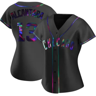 Replica Women's Kevin Alcantara Chicago Cubs Alternate Jersey - Black Holographic