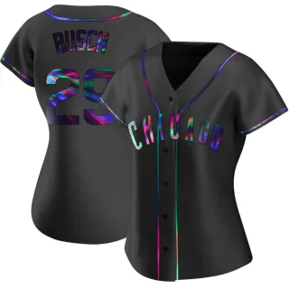 Replica Women's Michael Busch Chicago Cubs Alternate Jersey - Black Holographic